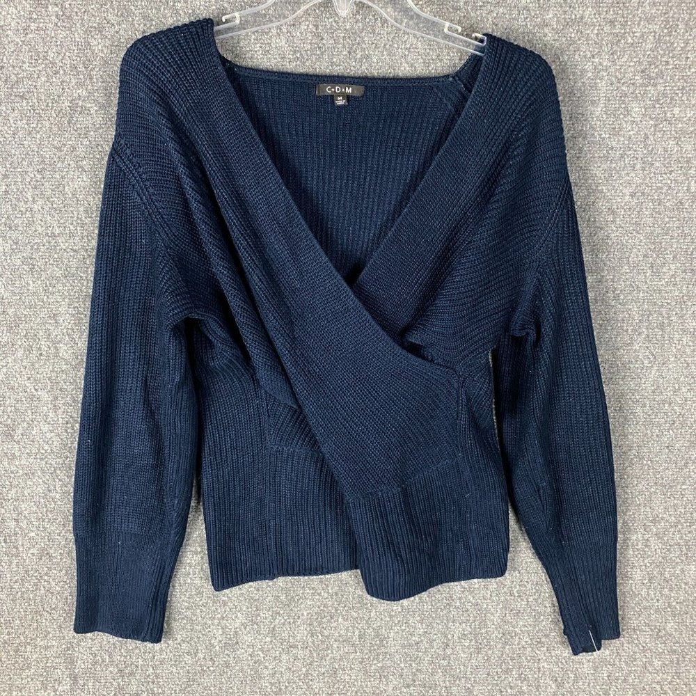 C + D + M Sweater Women's Medium Pullover Blue Knit 100% Acrylic M
